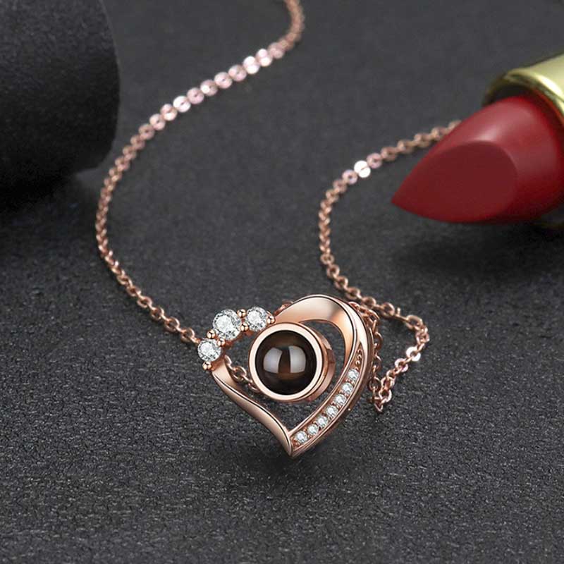 Sterling Silver Personalized Photo Projection Necklace With Picture Inside -My Heart Will Go On