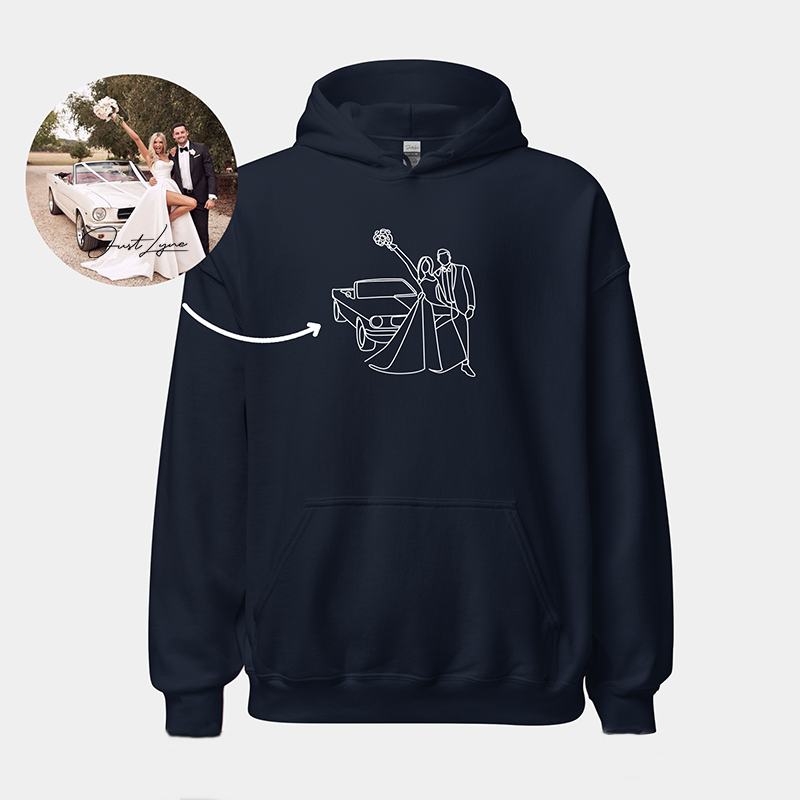Personalized Hoodie Custom Embroidered Line Outline Picture and Name Great Gift for Pet Lover