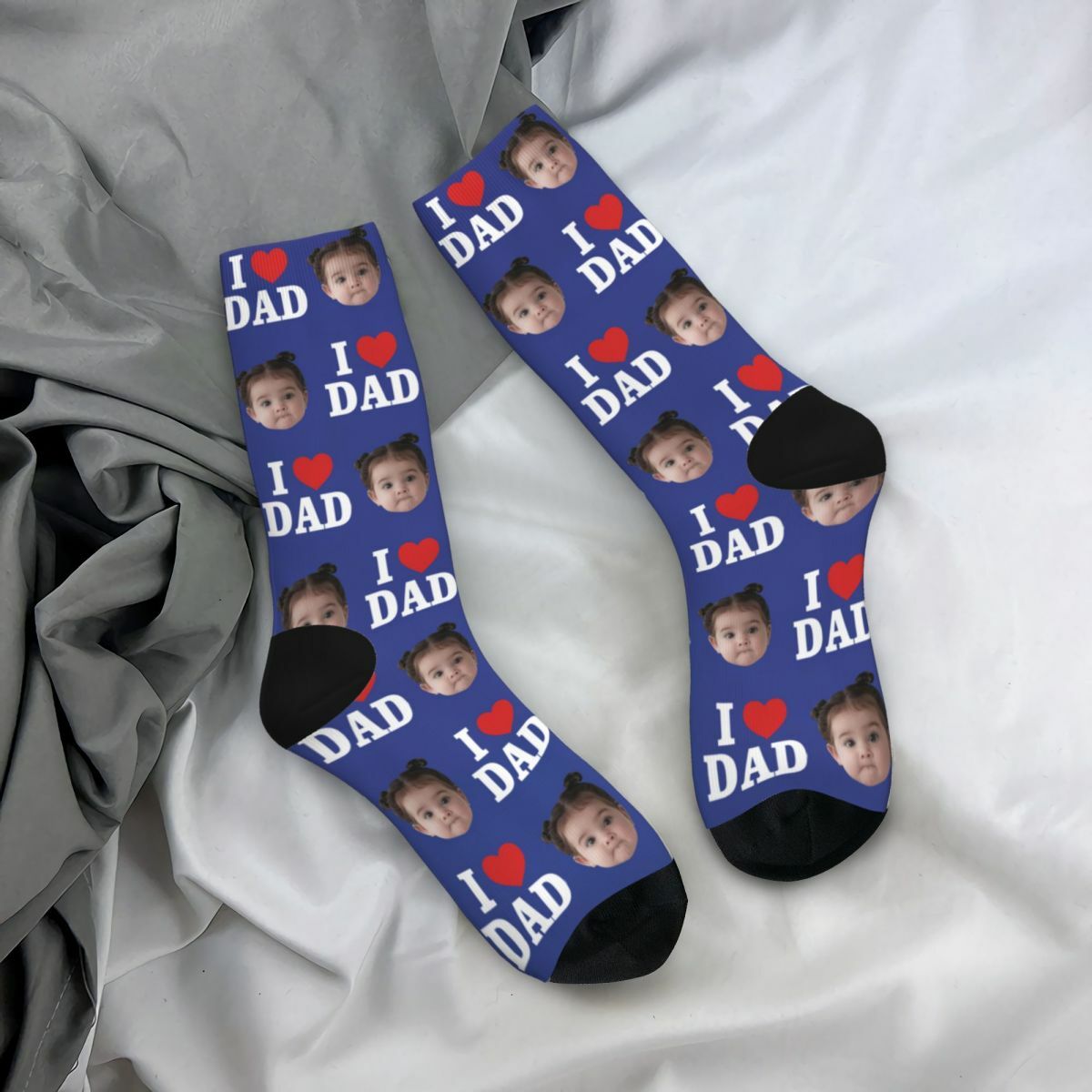 Customized Face Socks "I Love Dad" Father's Day Gift for Daddy