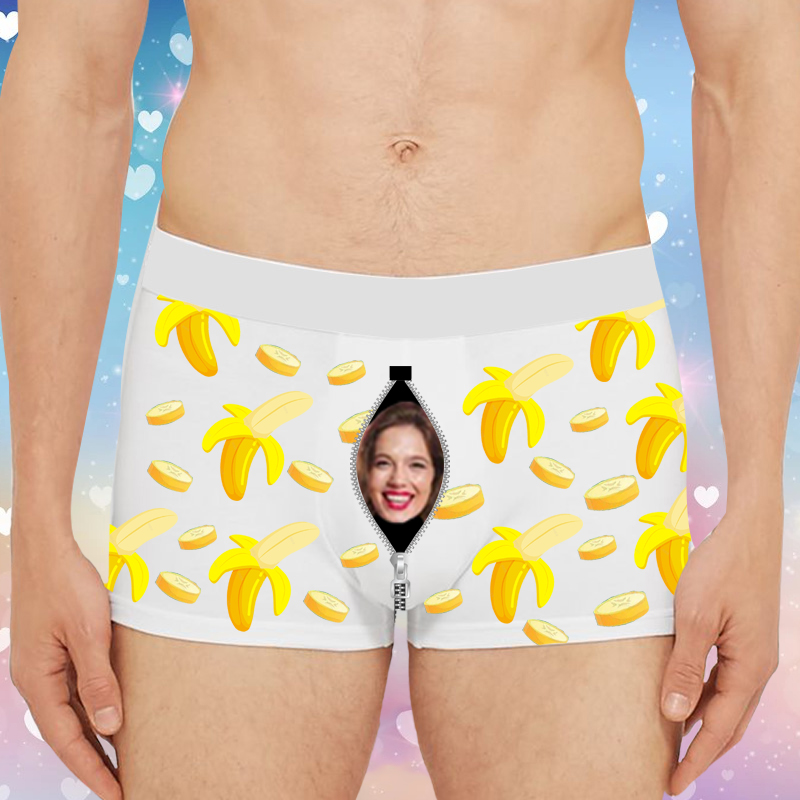 Boxer intimo da uomo con foto personalizzata con motivo a banana, regalo divertente per San Valentino