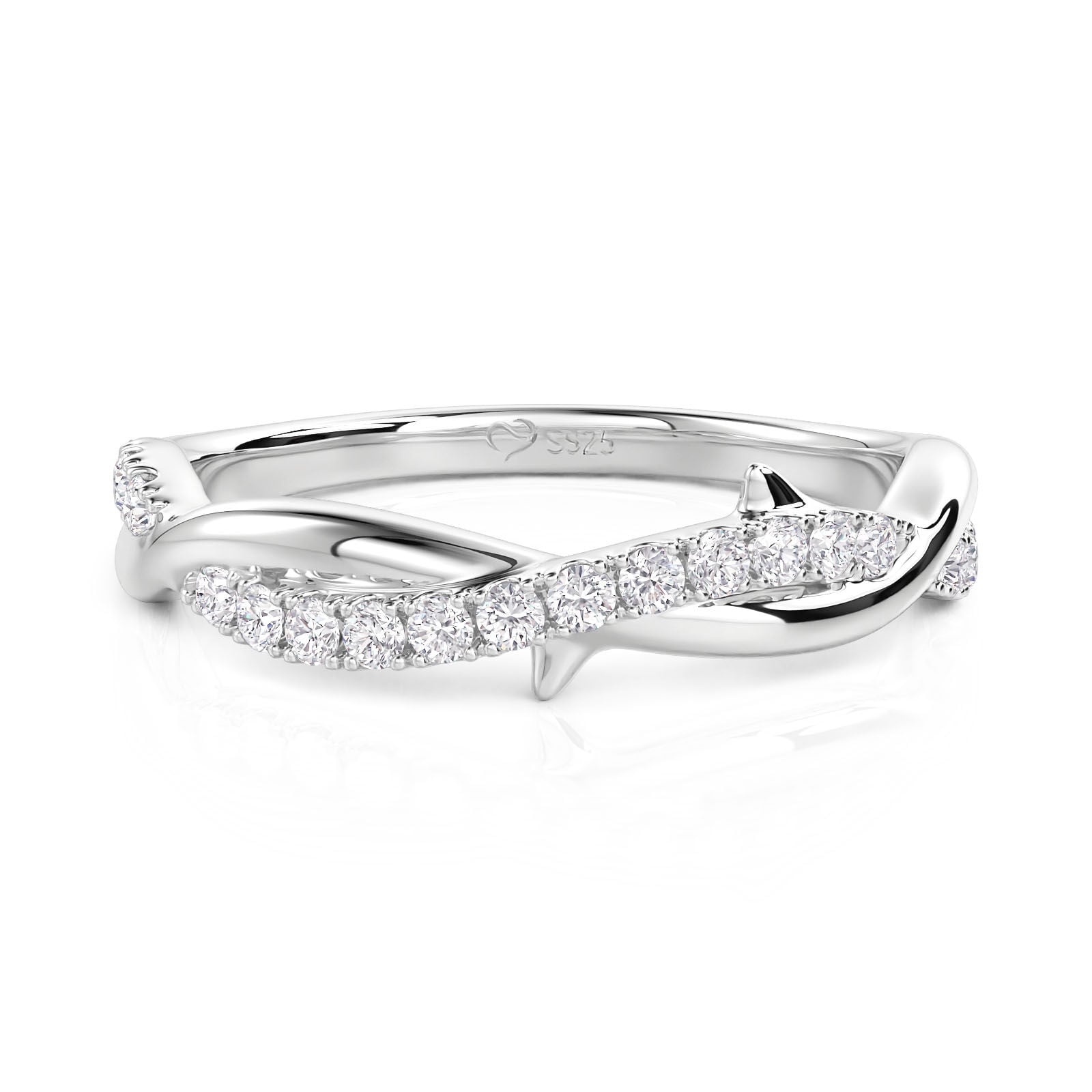 Jeulia Classic Thorn Twist Eternity Ring for Women Sterling Silver
