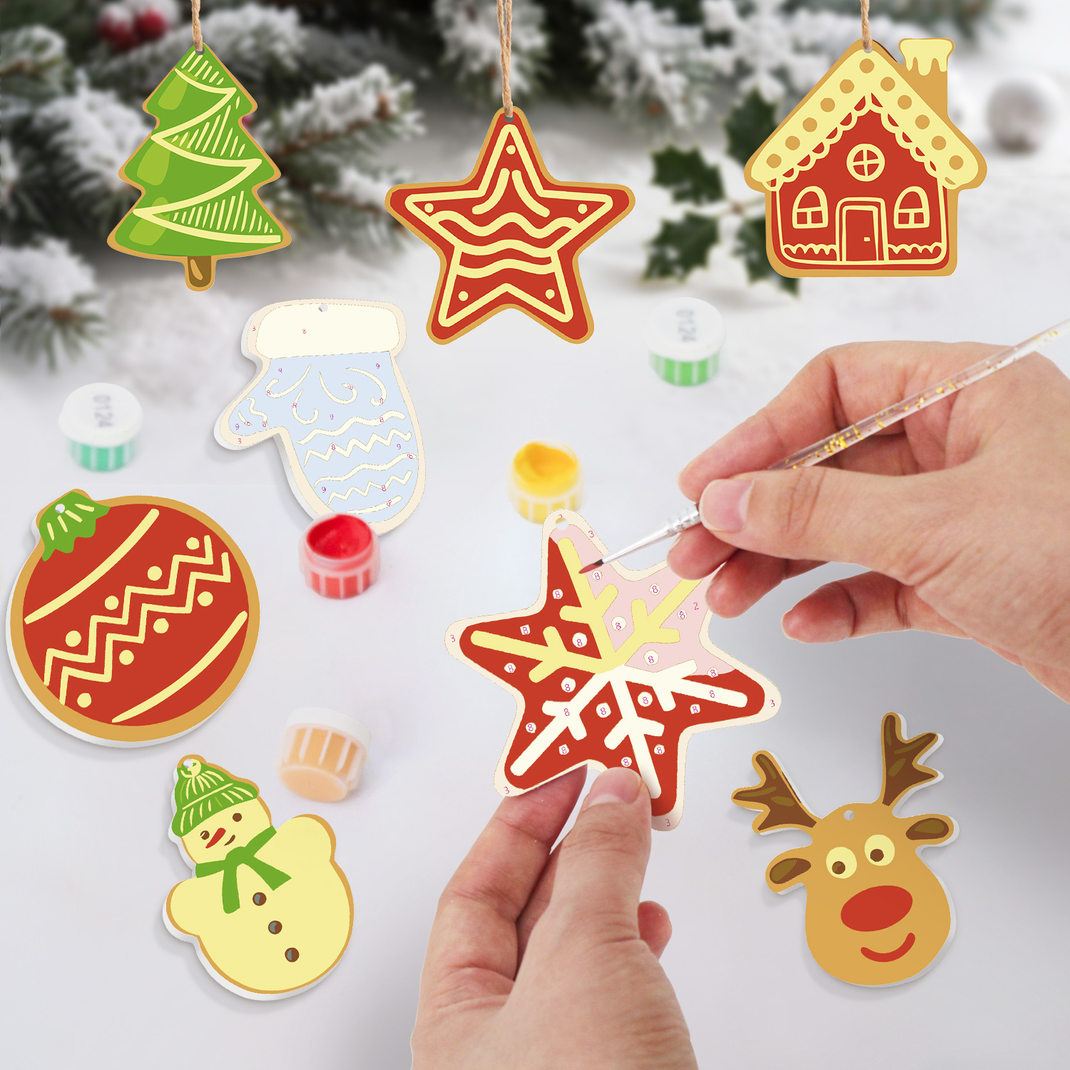 DIY Hand-Painted Christmas Ornaments Set Perfect Gift for Family