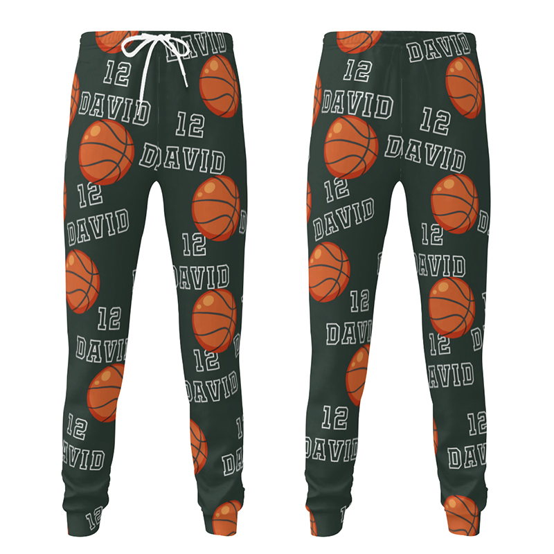 Personalized Unisex Sweatpants Custom Name and Number Basketball Design Gift for Sports Lover
