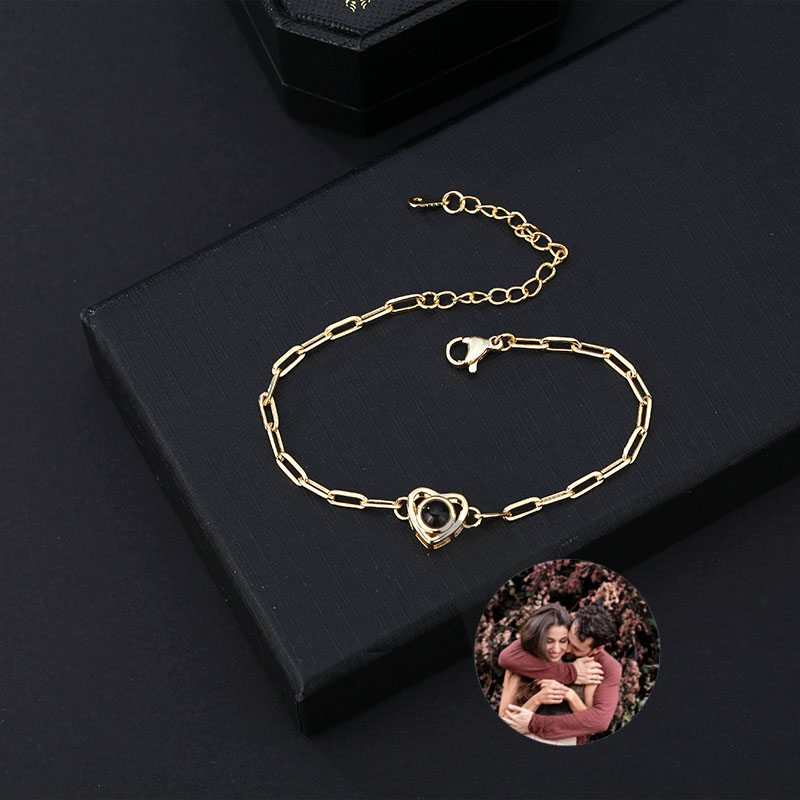 ハート 投影 写真 写真入れ ブレスレット オーダーメイド