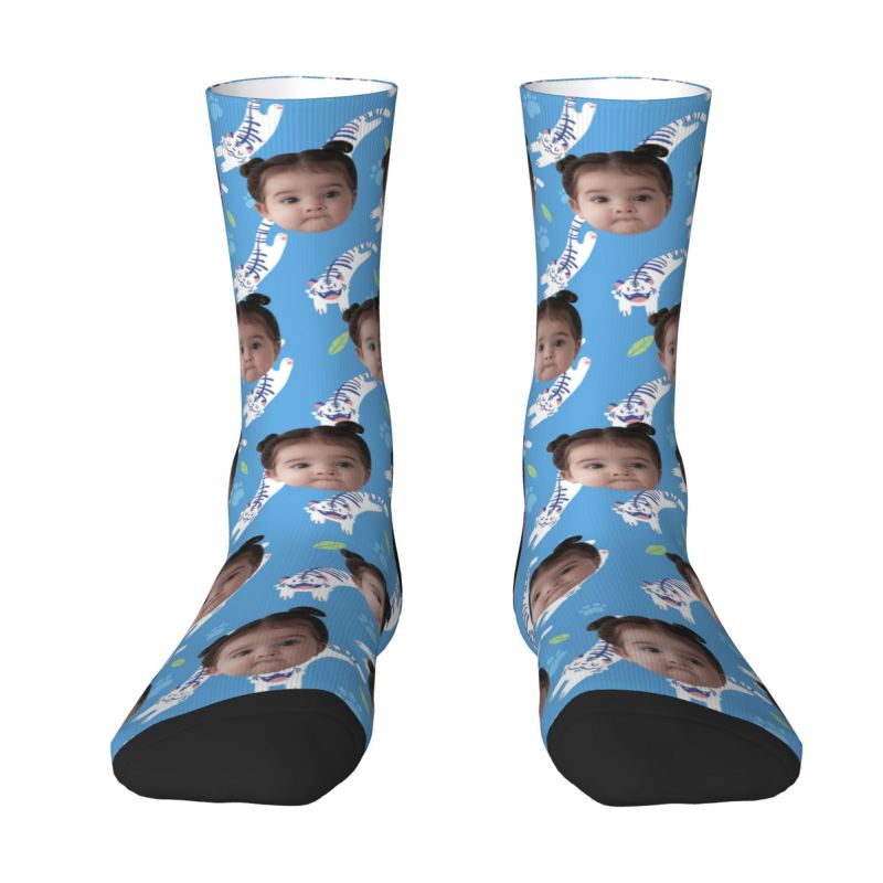 Calcetines faciales personalizados impresos con fotos infantiles para padre