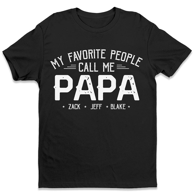 T-shirt personalizzata Le mie persone preferite mi chiamano papà con nomi personalizzati
