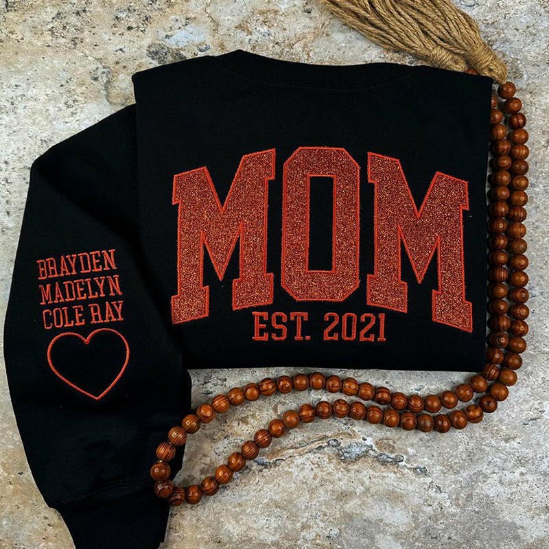 Gepersonaliseerd Sweatshirt Geborduurd Mamma met Custom Glitter Ontwerp Aantrekkelijk Moederdag Cadeau
