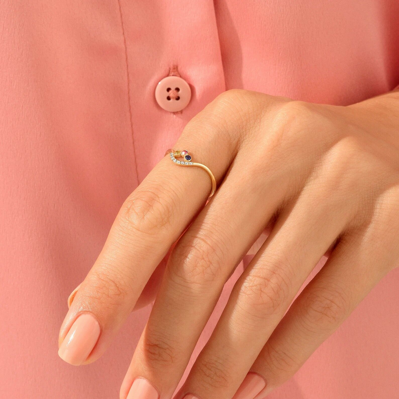 Personalized 3 Birthstones Ring Gift for Mother's Day