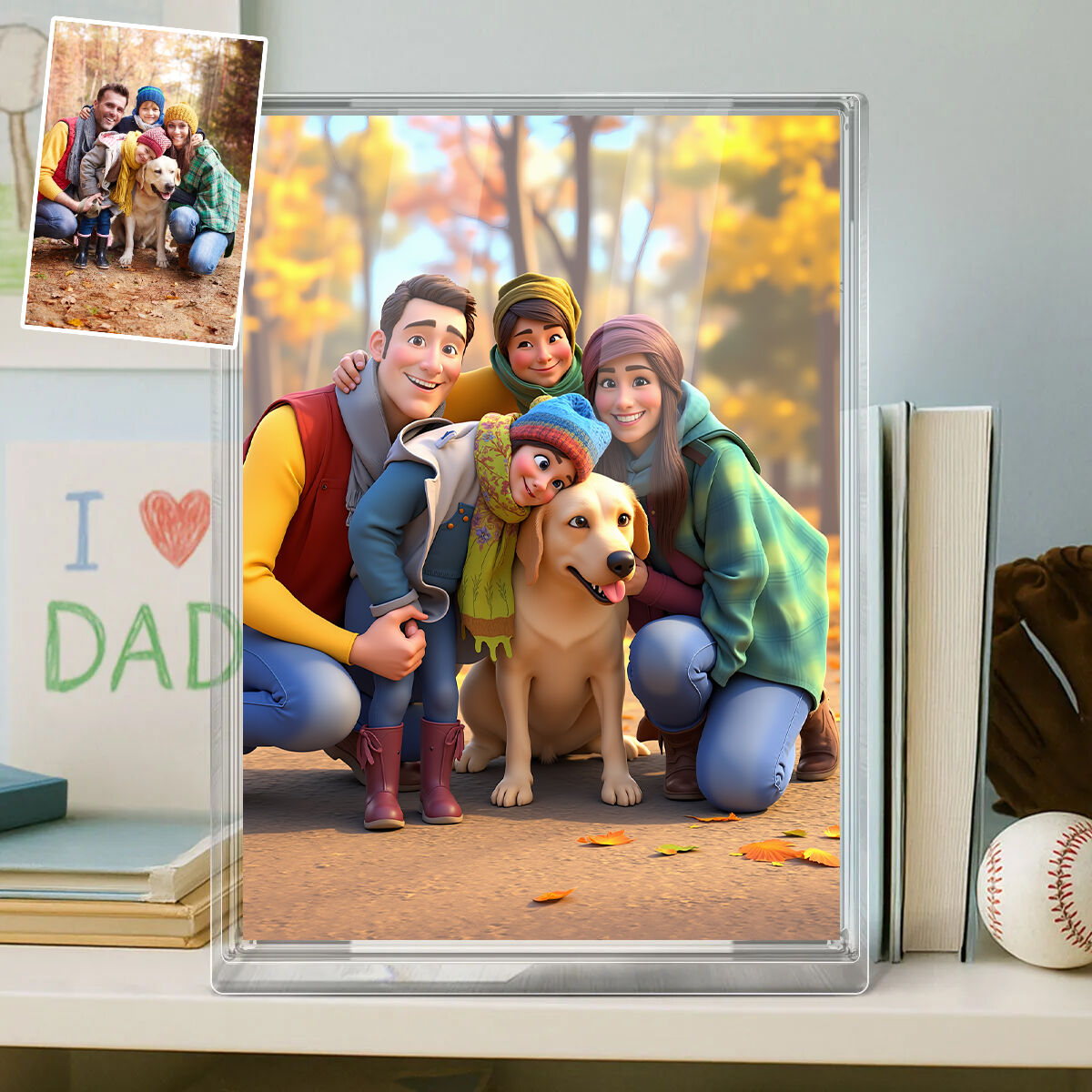 Personalisierte Cartoon Foto-Stil Acryl-Plakette Geschenk für Familie
