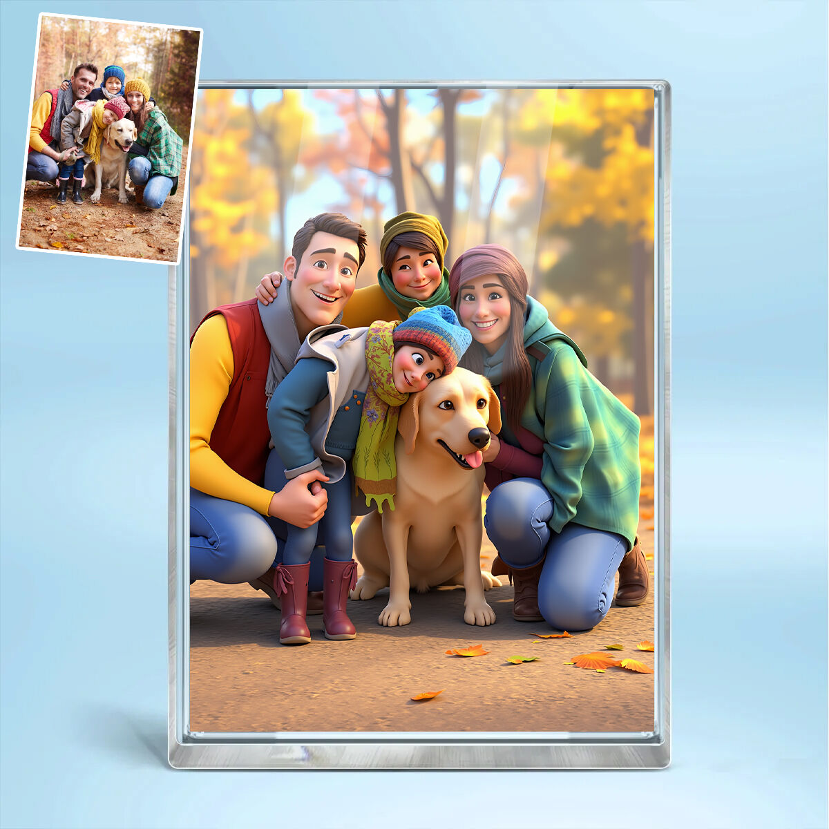 Personalisierte Cartoon Foto-Stil Acryl-Plakette Geschenk für Familie