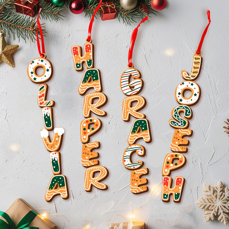 Personalisierte Lebkuchen-Buchstaben-Weihnachtsanhänger Lustige Weihnachtsgeschenke für die Familie