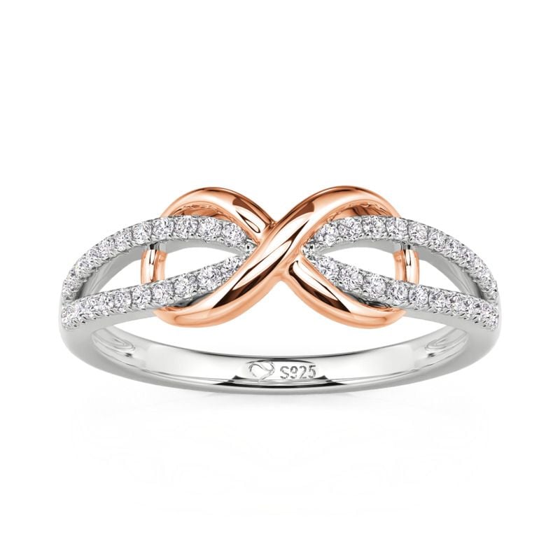 Jeulia Twist Two Tone Infinity Ring for Women Sterling Silver