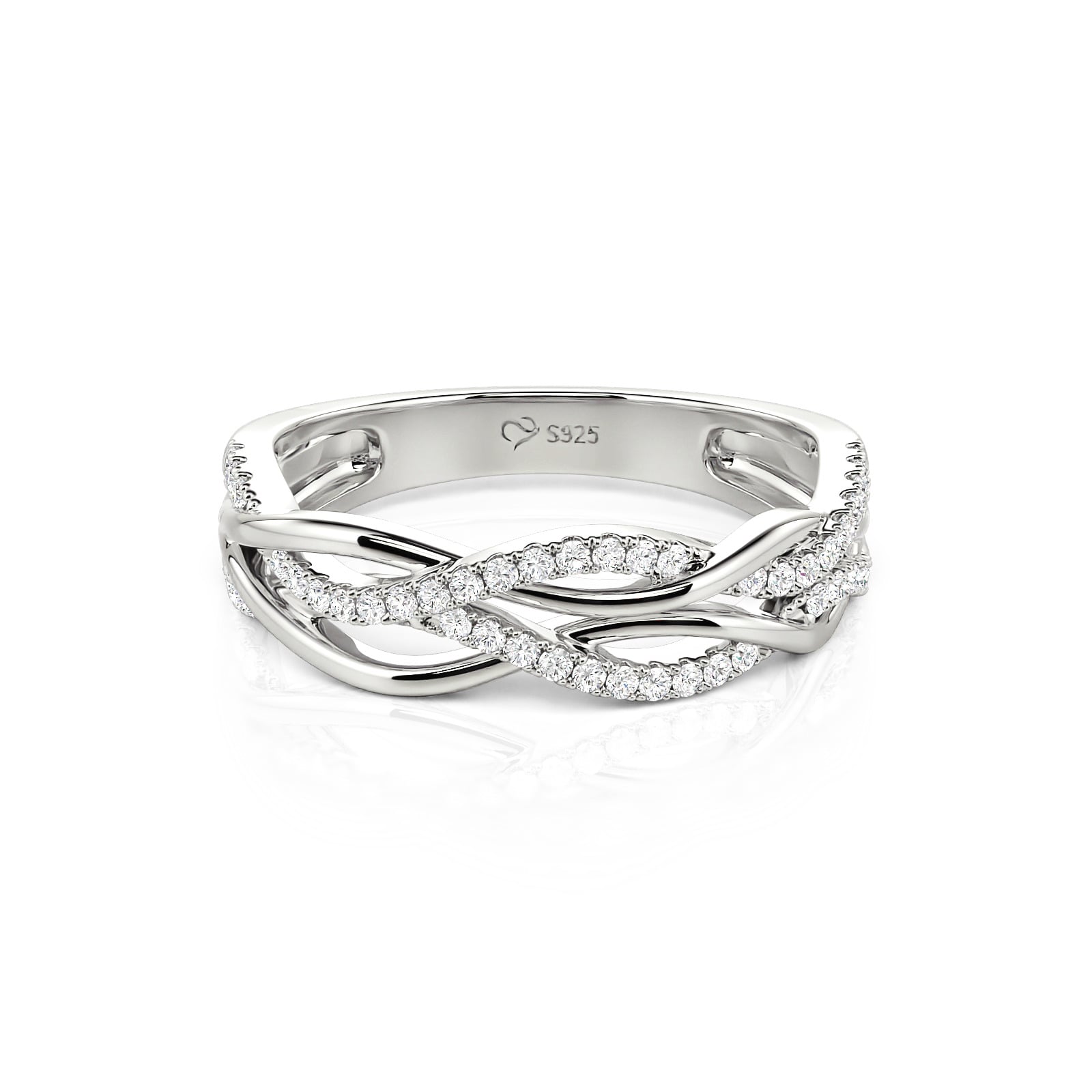 Women's Wedding Band - Vintage Intertwined Diamond White Ring